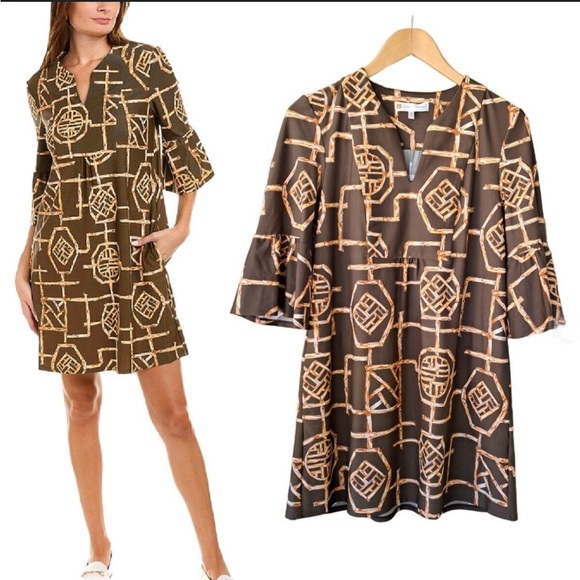 Jude Connally Dresses & Skirts - 🍫 Jude Connally Kerry Swing Dress – Bamboo Chinoiserie – Size S